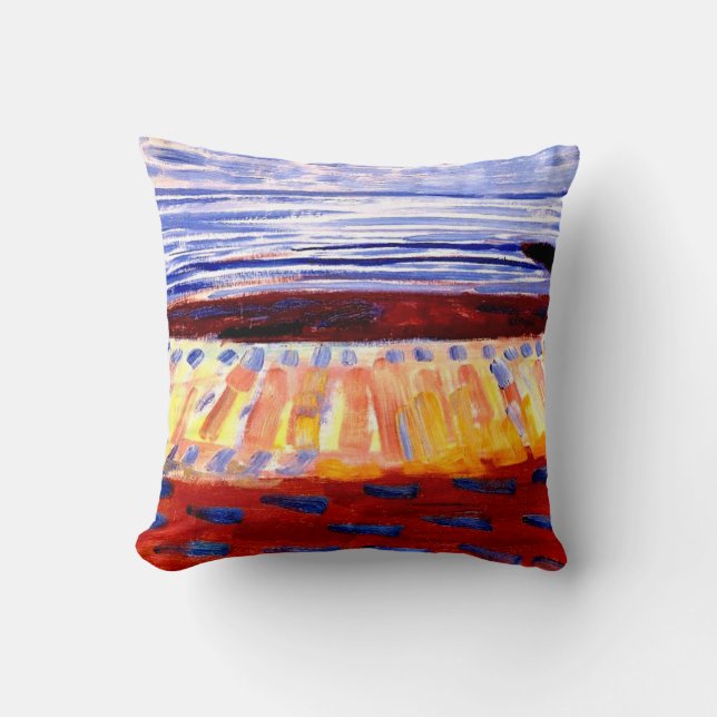 Mondrian - Sea After Sunset, colourful painting Throw Pillow (Front)