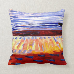 Mondrian - Sea After Sunset, colourful painting Throw Pillow