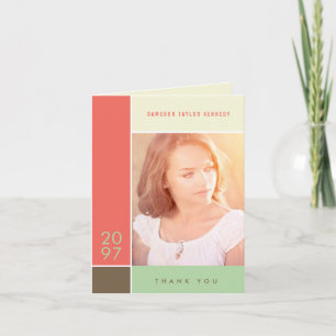 Mondrian Simple Colour Blocks Graduation Photo Thank You Card