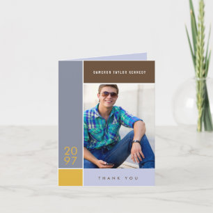 Mondrian Simple Colour Blocks Graduation Photo Thank You Card