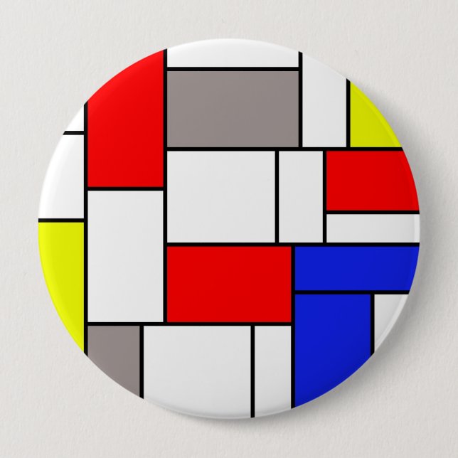 Mondrian style 4 inch round button (Front)