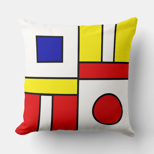 Mondrian Style Abstract Art Throw Pillow (Front)