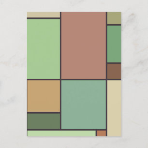Mondrian Style Abstract Geometric Art Earth Tones Postcard