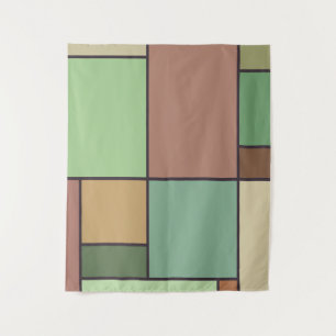 Mondrian Style Abstract Geometric Art Earth Tones Tapestry