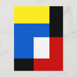 Mondrian Style Abstract Geometric Art Retro Tones Postcard