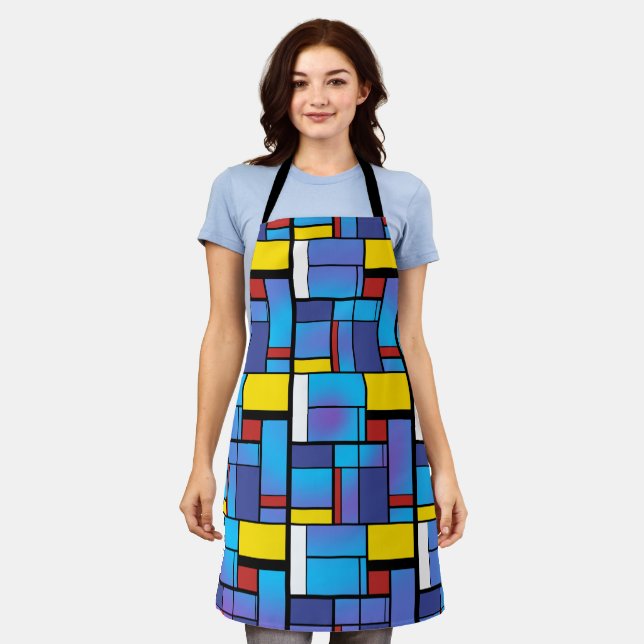 Mondrian Style Art, Mondrian Wave Colours Apron (Worn)