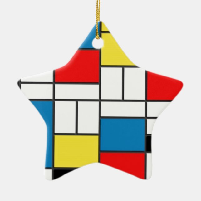 Mondrian Style Ceramic Ornament (Front)