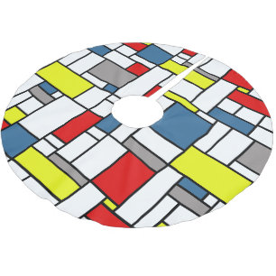 Mondrian style design brushed polyester tree skirt