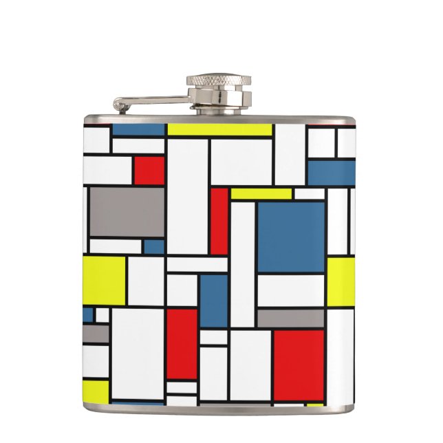 Mondrian style design hip flask (Front)