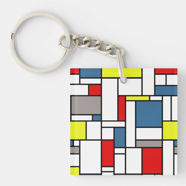 Mondrian style design keychain (Front)