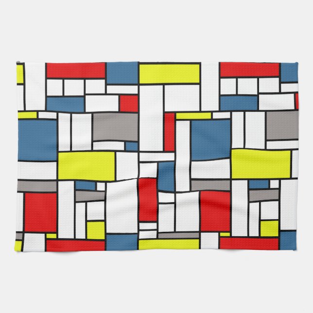 Mondrian style design kitchen towel (Horizontal)