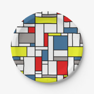Mondrian style design paper plate