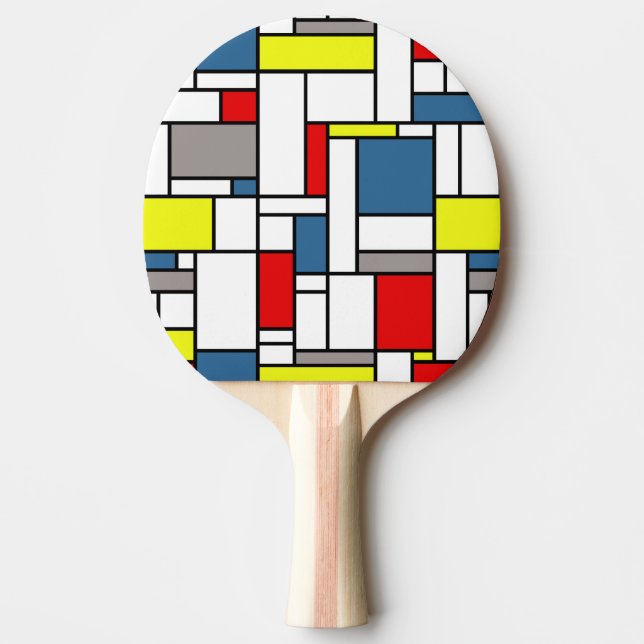 Mondrian style design ping pong paddle (Front)