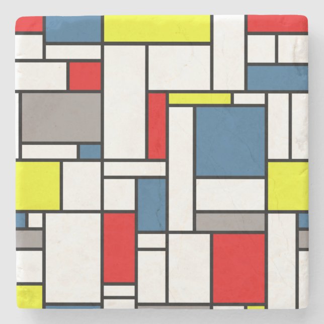 Mondrian style design stone coaster (Front)