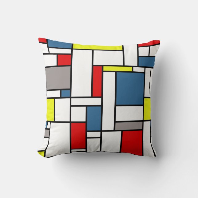 Mondrian style design throw pillow (Front)