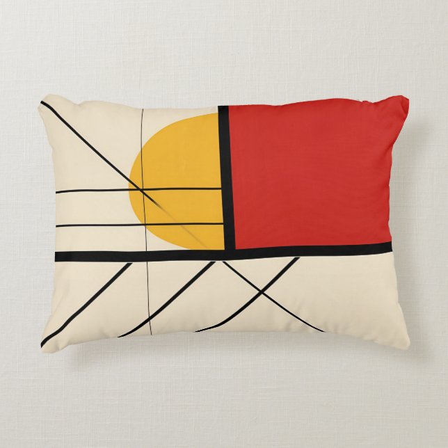 Mondrian-Style Geometric Art Print Accent Pillow (Front)