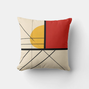 Mondrian-Style Geometric Art Print Throw Pillow