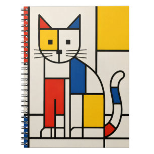 Mondrian Style Geometric Cat Abstract Pop Art Notebook
