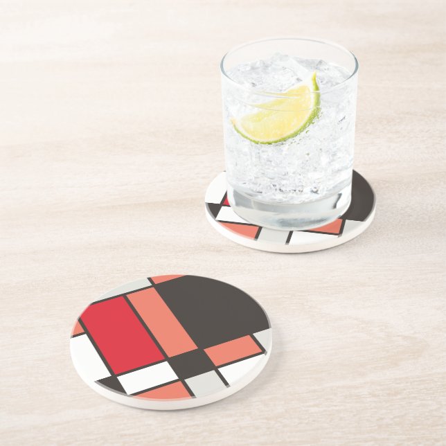 Mondrian style illustration coaster (Side)