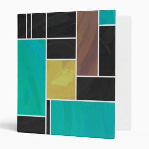 Mondrian Teal Brown Black Print Binder