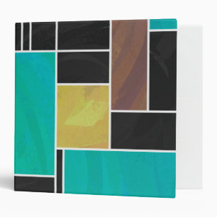Mondrian Teal Brown Black Print Binder