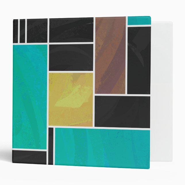 Mondrian Teal Brown Black Print Binder (Front/Inside)