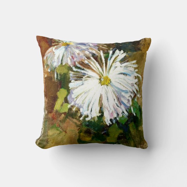 Mondrian - Two Chrysanthemums Throw Pillow (Front)