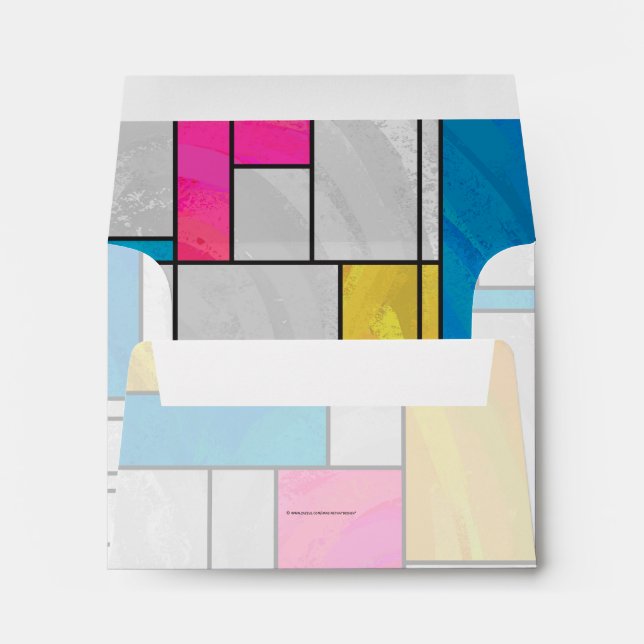 Mondrian Yellow Pink Blue Print Envelope (Back (Bottom))