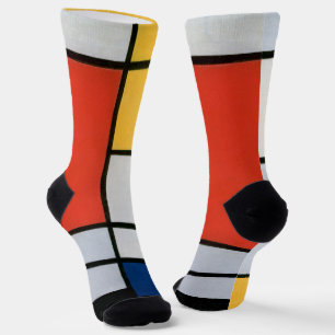 Mondrian's Composition Red, Yellow, Blue, Black Socks