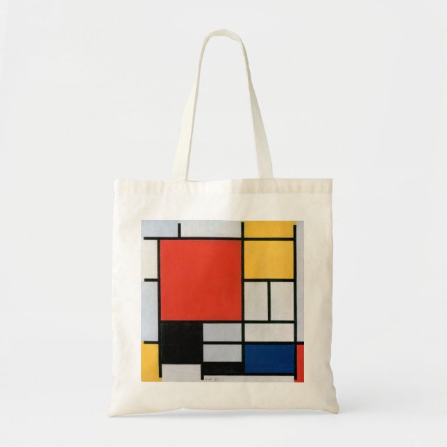 Mondrian's Composition Red, Yellow, Blue, Black Tote Bag (Front)