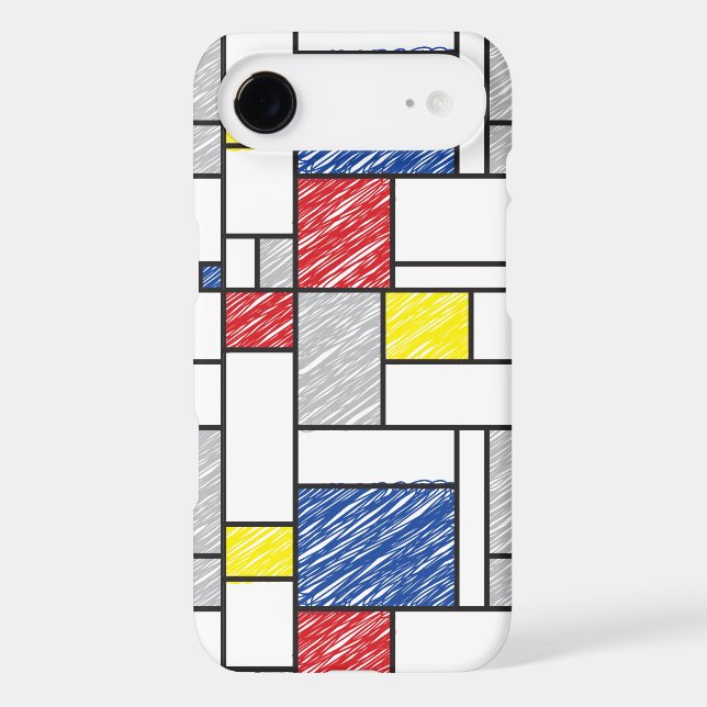 Mondrik Scribbles Minimaliste De Stijl Art Moderne (Verso)