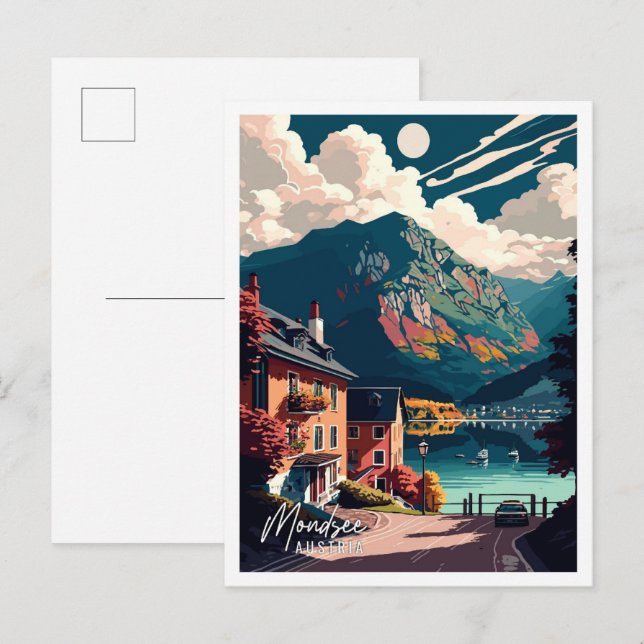 Mondsee Austria vintage travel illustration Postcard (Front/Back)