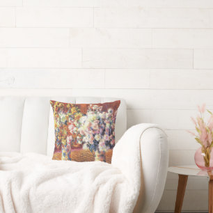 Mone - Two Vases with Chrysanthemums Throw Pillow