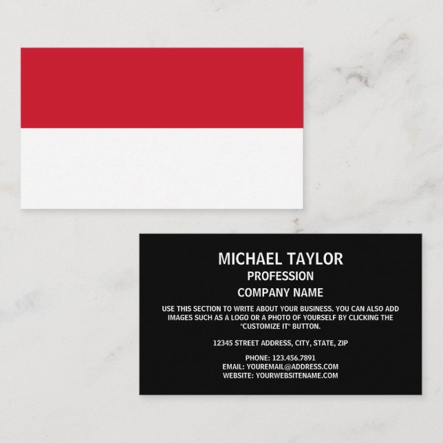 Monégasque Flag, Flag of Monaco Business Card (Front/Back)