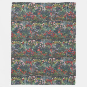 Monet 1887 Vintage Peony Garden Fleece Blanket