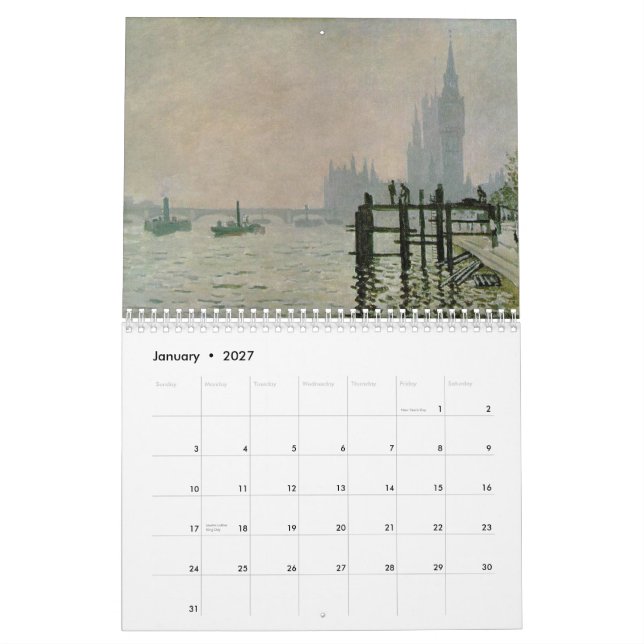 Monet 2014 Calendar (Jan 2027)