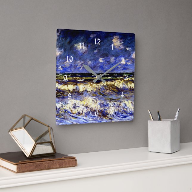 Monet - A Stormy Sea Square Wall Clock (Office)