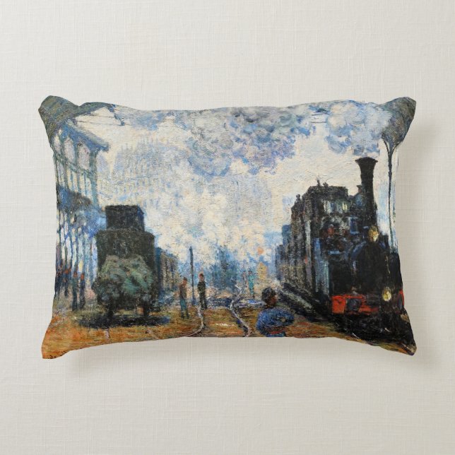 Monet - Arrival of the Normandy Train, Accent Pillow (Front)