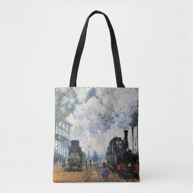 Monet - Arrival of the Normandy Train, Tote Bag (Front)