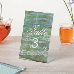 Monet Art Paintings Floral Wedding Table Number Pedestal Sign