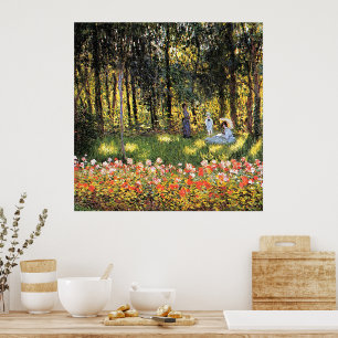 Monet - Artist's Family in the Garden Poster
