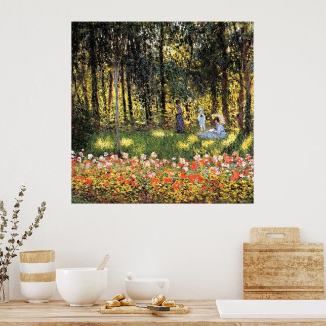 Monet - Artist's Family in the Garden Poster (Kitchen)