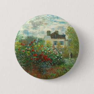 Monet Artists Garden in Argenteuil Painting 2 Inch Round Button