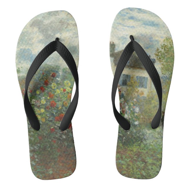 Monet Artists Garden in Argenteuil Painting Flip Flops (Footbed)