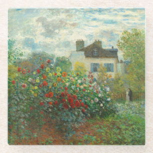 Monet Artists Garden in Argenteuil Painting Glass Coaster
