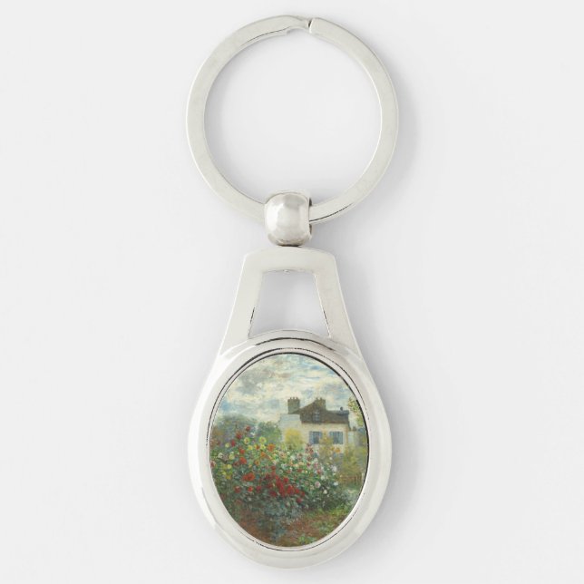 Monet Artists Garden in Argenteuil Painting Keychain (Front)