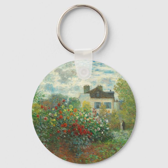 Monet Artists Garden in Argenteuil Painting Keychain (Front)