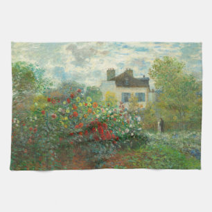 Monet Artists Garden in Argenteuil Painting Kitchen Towel
