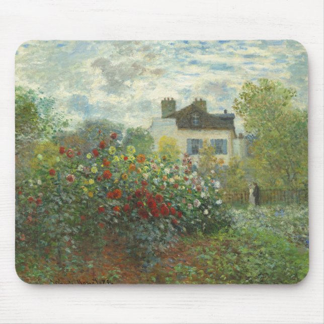 Monet Artists Garden in Argenteuil Painting Mouse Pad (Front)