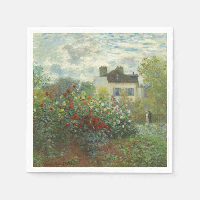 Monet Artists Garden in Argenteuil Painting Napkin (Front)